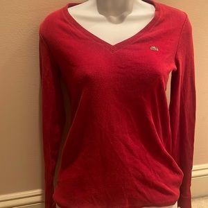 Red Lacoste long sleeve shirt size 40